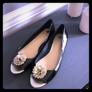 Kate Spade peep toe black flats
